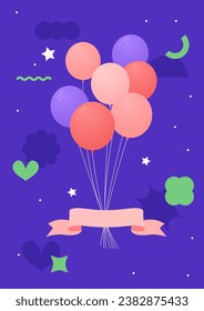 Ilustración vectorial de los globos y una cinta.