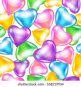 Vector illustration of balloons in shape of heart on white background