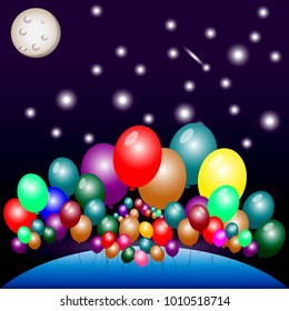 Vector illustration of balloons in space