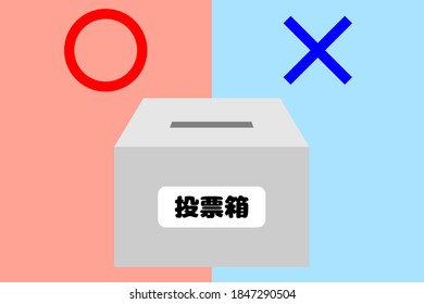 Vektorgrafik der Wahlurne. Übersetzung: Stimmzettel.