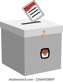 Vector illustration of ballot box for voting in Indonesia or pemilu. Indonesian Election Day concept
