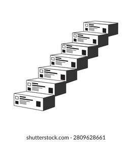 Vector illustration of ballot boxes in a diagonal line, symbolizing democratic voting process and election