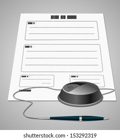 Vector illustration ballpoint pen with claim form 