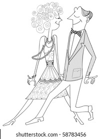 Vector illustration of ballroom dancing couple