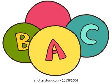 Ilustración vectorial de bolas con letras