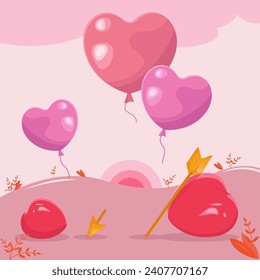 Vektorgrafik-Baloon mit Liebe, Valentinstag