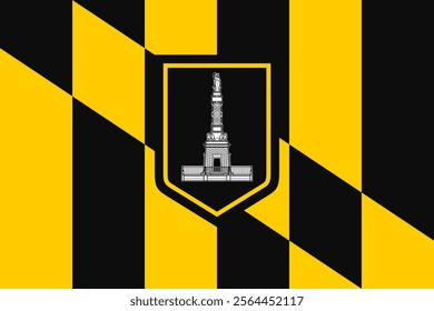 Vector illustration of Baltimore, Maryland's official flag: Perfect for projects showcasing the city's maritime history and vibrant culture, from waterfront presentations to heritage-themed designs