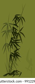 Vector illustration of bamboo in asian style in green tone.