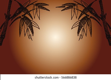 Vector illustration of a bamboo branch handmade drawing