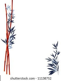 Vector illustration of bamboo canes and leaves framing an open area