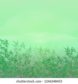 Vector illustration of bamboo, design of Chinese and Japanese bamboo trees, stems and leaves. colorful trees background