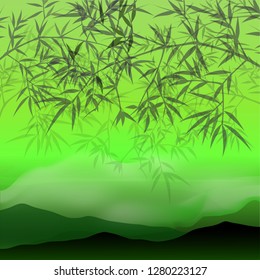 Vector illustration of bamboo, design of Chinese and Japanese bamboo trees,  colorful trees wallpaper for cards and web.