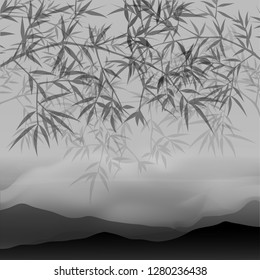 Vector illustration of bamboo, design of Chinese and Japanese bamboo trees,  colorful trees wallpaper for cards and web.