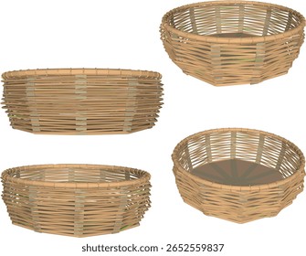 ilustração vetorial de cesta de comida de bambu design clássico vintage étnico tradicional
