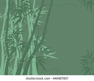 vector illustration with bamboo green background with bamboo