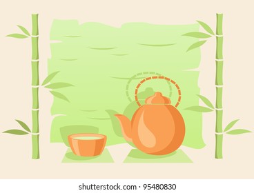 Vector illustration of a  bamboo and green tea