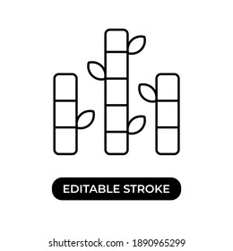 Vector illustration of bamboo icon. Three simple bamboos. Editable stroke with line design style