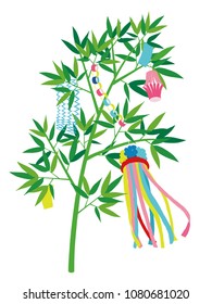 Vector illustration  bamboo of  Japanese TANABATA festival. 