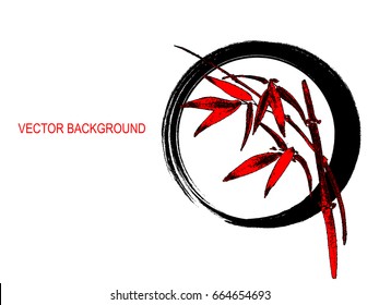 Vector illustration. Bamboo on the background of the circle