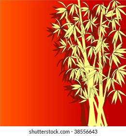 vector illustration of bamboo on red/orange background