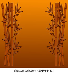 vector illustration of bamboo with orange background.  Suitable for wallpaper, backdrop, invitation cards, greetings, product advertisements, etc