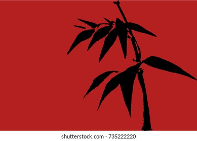 Vector illustration. Bamboo painted by Chinese ink