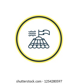 Vector illustration of bamboo raft icon line. Beautiful naval element also can be used as wooden boat icon element.