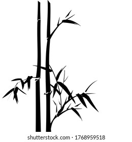 Vector illustration of of bamboo shoots and leaves Chinese brush painting style isolated on white background can be used as background or wallpaper
