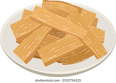 Vector illustration of bamboo shoots on a plate