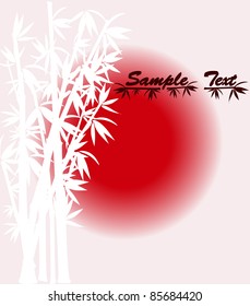 vector illustration of bamboo silhouette  over sun