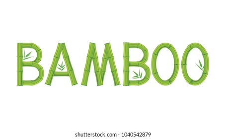 Vector illustration of bamboo text design on white background. 