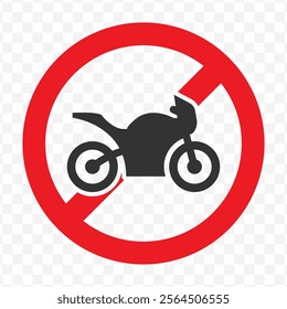 Vector illustration of ban for motorbikes icon in dark color and transparent background(PNG).