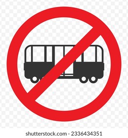 Ilustración vectorial del icono de prohibición de los autobuses en color oscuro y fondo transparente (PNG).