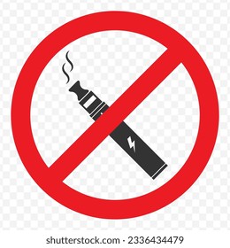 Vector illustration of ban on electronic cigarettes icon in dark color and transparent background(PNG).