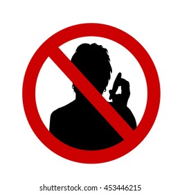 Vector illustration of a ban on talking on a white background.