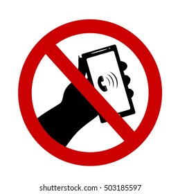 Vector illustration of a ban on the use of mobile phones.
