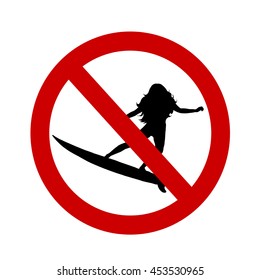 Vector illustration ban surfing on a white background.