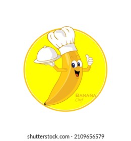 vector or  illustration banana as a chef