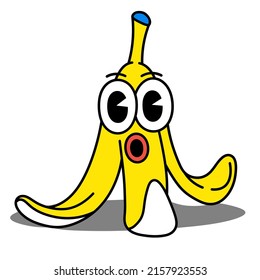 Vector Illustration Of Banana With Confused Facial Expression, Perfect Match Icon, Sticker, Logo