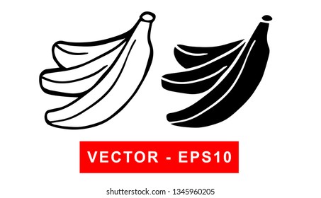 Vector Illustration of Banana Fruit. Isolated flat line and silhouette of sign, symbol, or objects for graphic design.