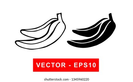 Vector Illustration of Banana Fruit. Isolated flat line and silhouette of sign, symbol, or objects for graphic design.
