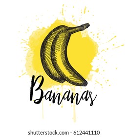Vector illustration of a banana. Hand drawn