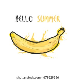 Vector illustration - Banana. Hello Summer