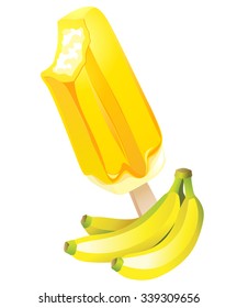 Vector illustration Banana Ice-cream. Summer flavor