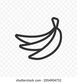 Vector illustration of banana icon in dark color and transparent background(png).