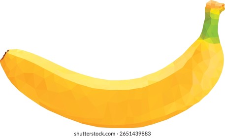 Ilustração vetorial de uma banana em estilo low-poly. O design geométrico apresenta inúmeros triângulos criando um visual facetado e moderno para esta popular fruta tropical.