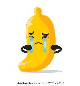 vector illustration of banana mascot or character crying