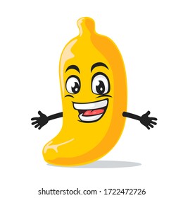 vector illustration of banana mascot or character open hand