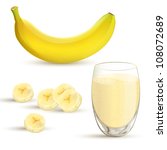Vector illustration of a banana and a banana milkshake