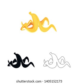 Vector illustration of banana and peel sign. Set of banana and fruit vector icon for stock.
